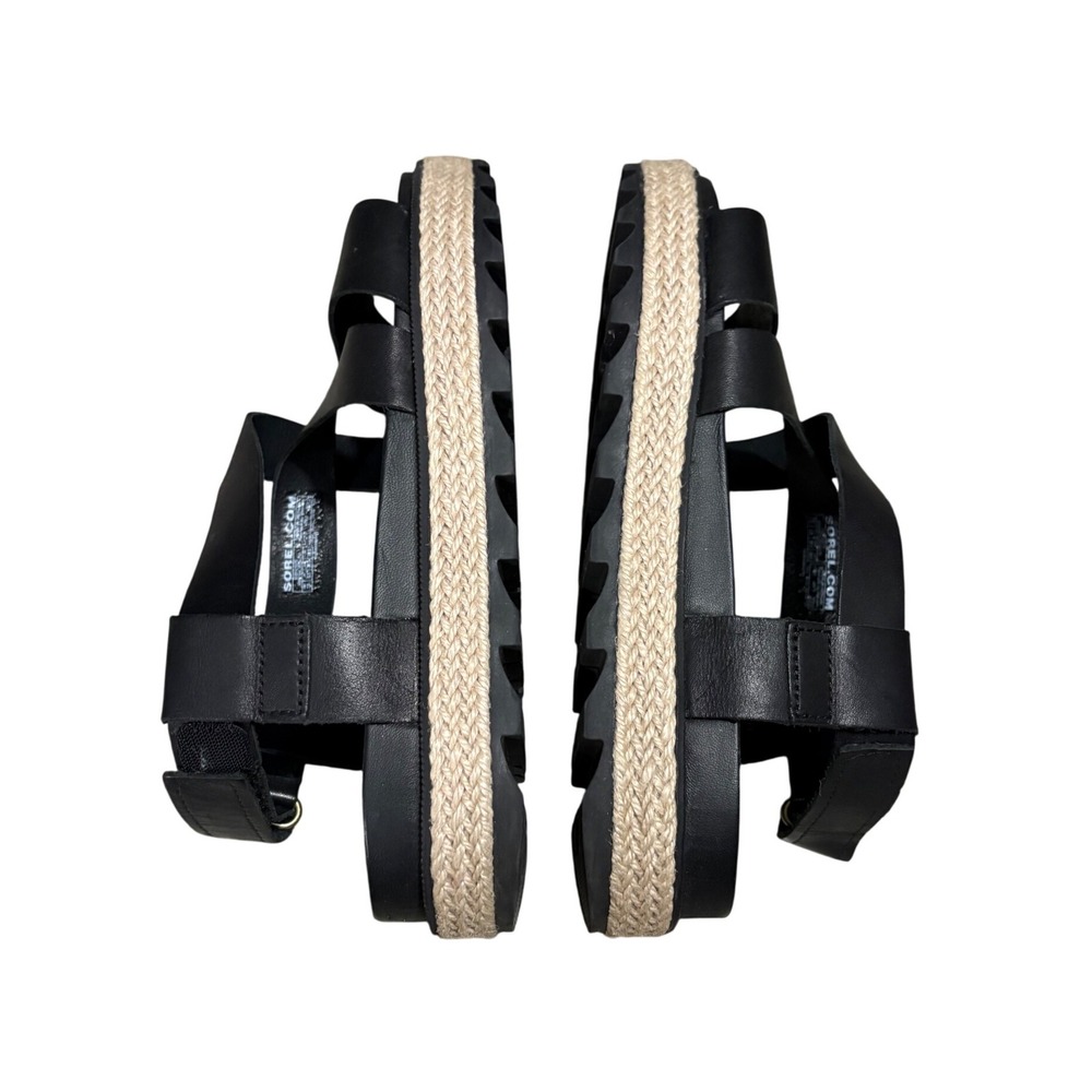 Sorel Womens Black Leather‎ Roaming Criss Cross Jute Sandals 7.5 - Picture 4 of 7